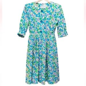 Givenchy Vintage Dress with Blue and Green Floral Print